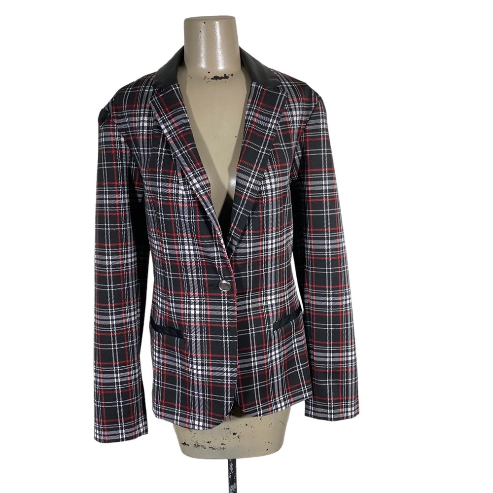 Cato Black Tartan Plaid Blazer Jacket